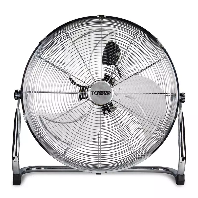 Portable LIVIVO Chrome 18 High Velocity Metal Floor Fan Stand Free Standing Cooling Adjustable Head Tilting Home Office Gym Industrial Cool Air With 3 Speed Settings 100w 3 Aluminium Blade 