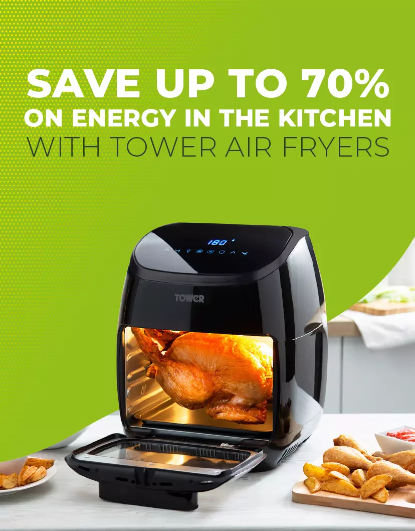 Air fryer with outlet shelves