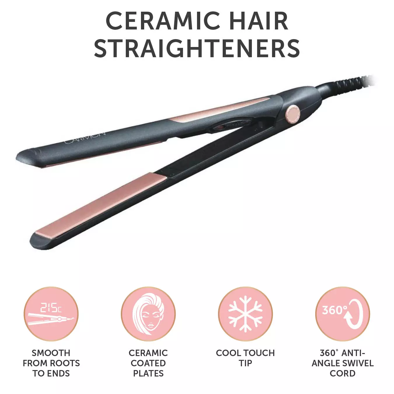 Noir Ceramic Hair Straightener Noir Carmen Products