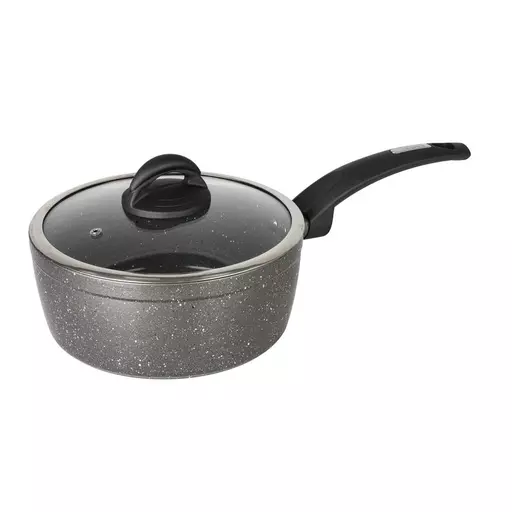 Tower TruStone Saute Pan 28cm and 24cm Casserole Pot Set Both Come with Glass Lids Non Stick and Easy to Clean in Violet Black 