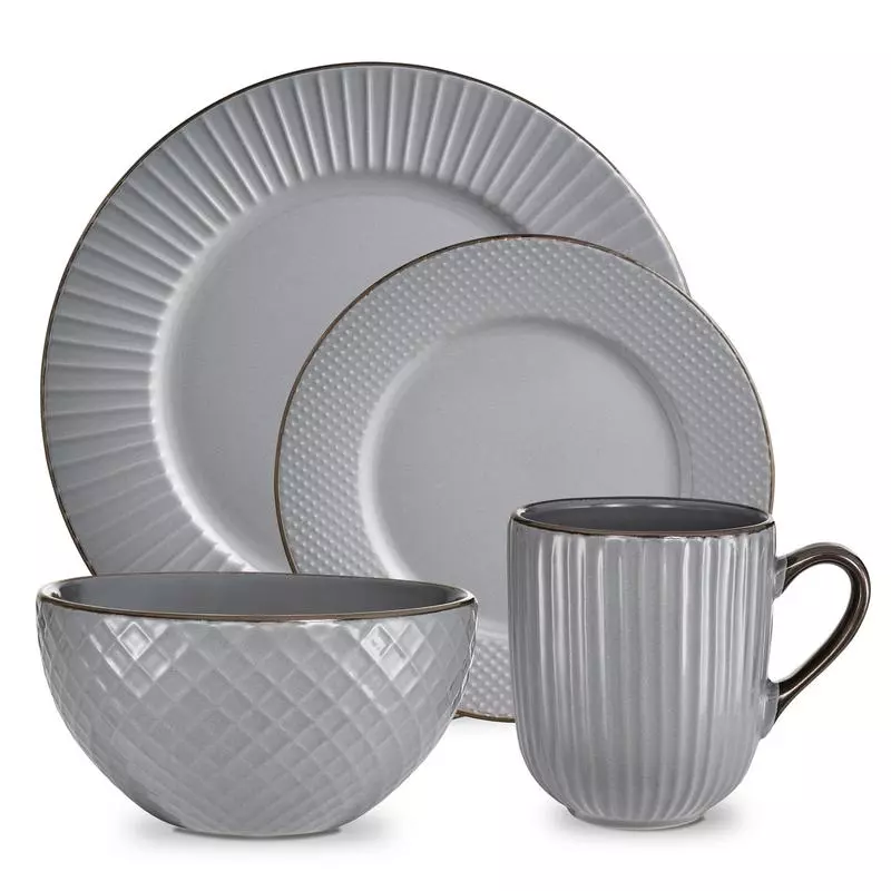 Bowls 4 Piece,Service For 1 Ceramic Gold Dinnerware Set Durable Nordic Style Retro Dinner Plate Sets，Plates Mugs 
