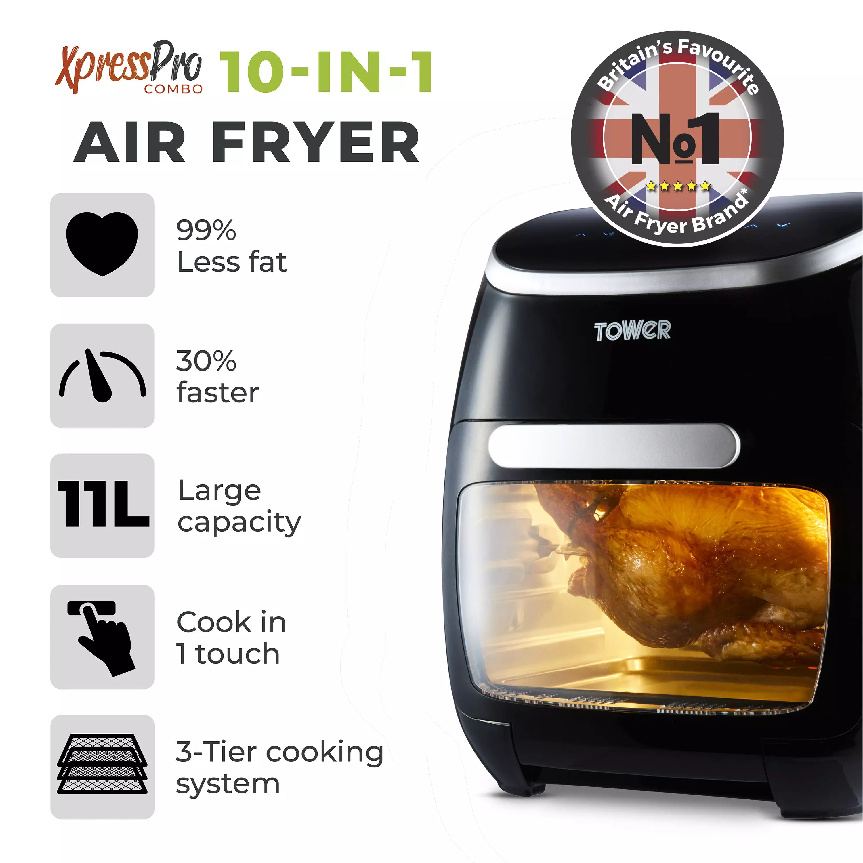 220V Air Fryer Visual Multi-Function Transparent Glass Large Capacity  Intelligent Electric Oven Air Fryer Oven Deep Fryer (Color : 220V, Size :  UK)