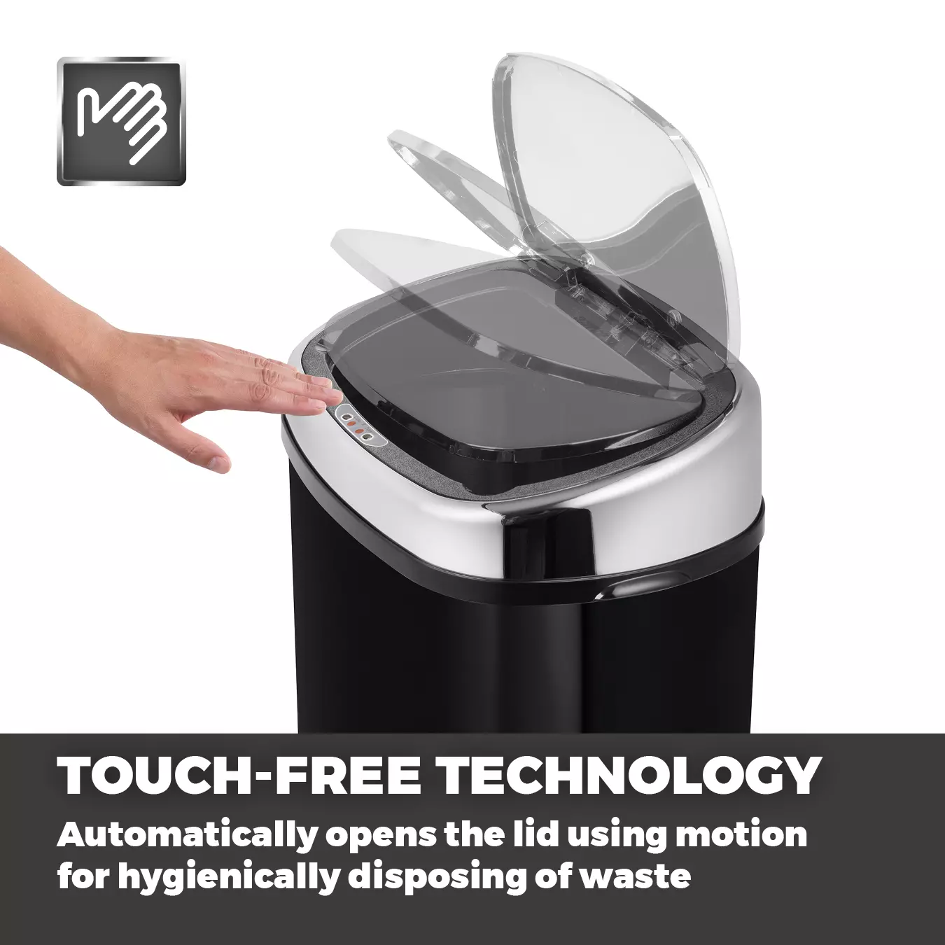 58 Litre Stainless Steel Sensor Bin | Utility | Tower Housewares