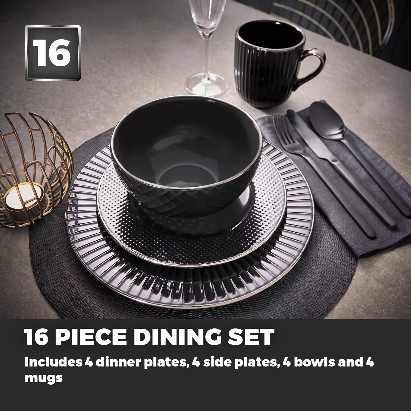 Black dinnerware best sale