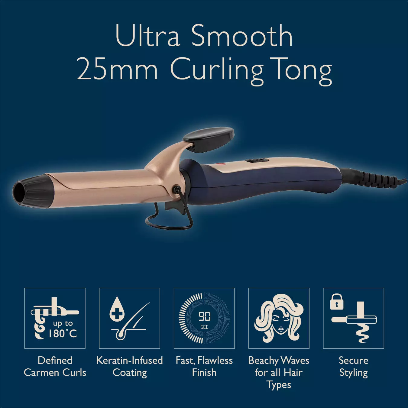 Curling iron outlet with blue handle