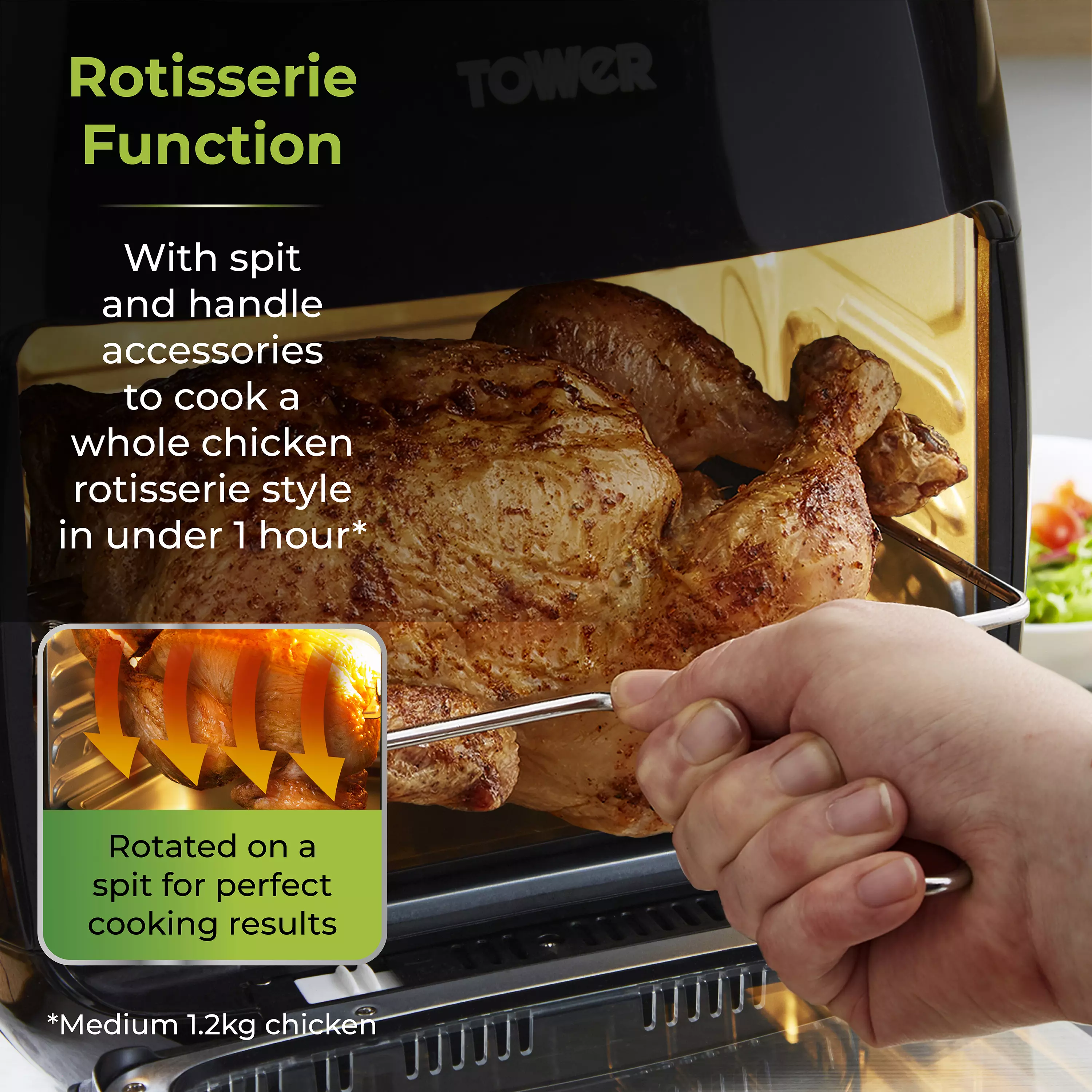 Tower T17076 10 in 1 Digital Air Fryer Review: Rotisserie cooking