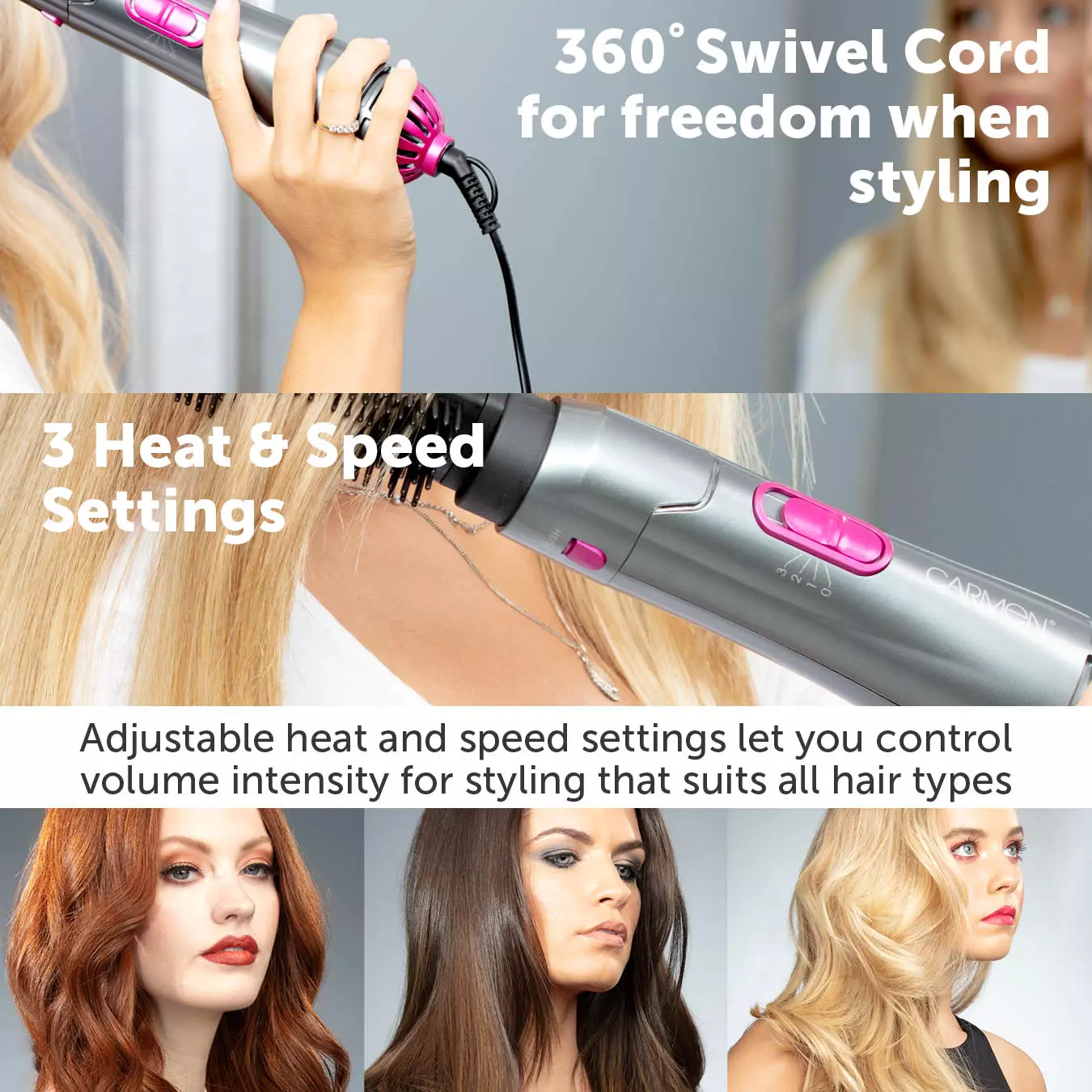 Carmen heated hair straightening brush sale