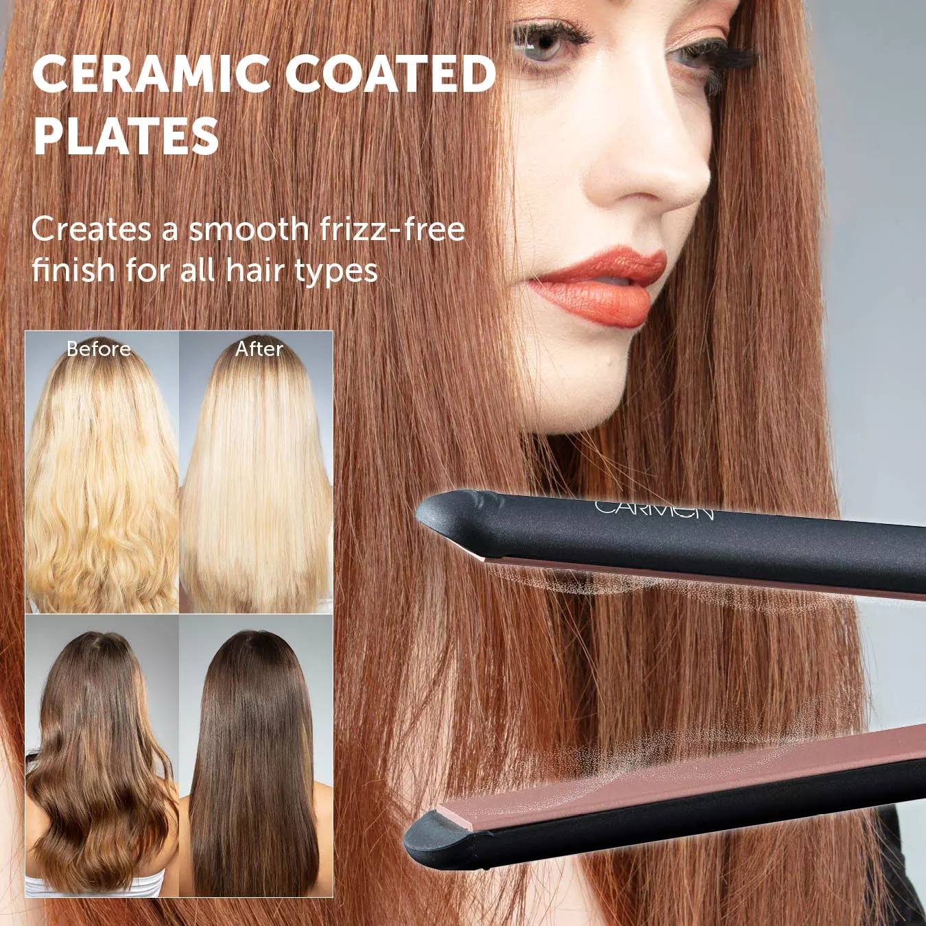 Carmen ceramic wet and dry hair straightener best sale