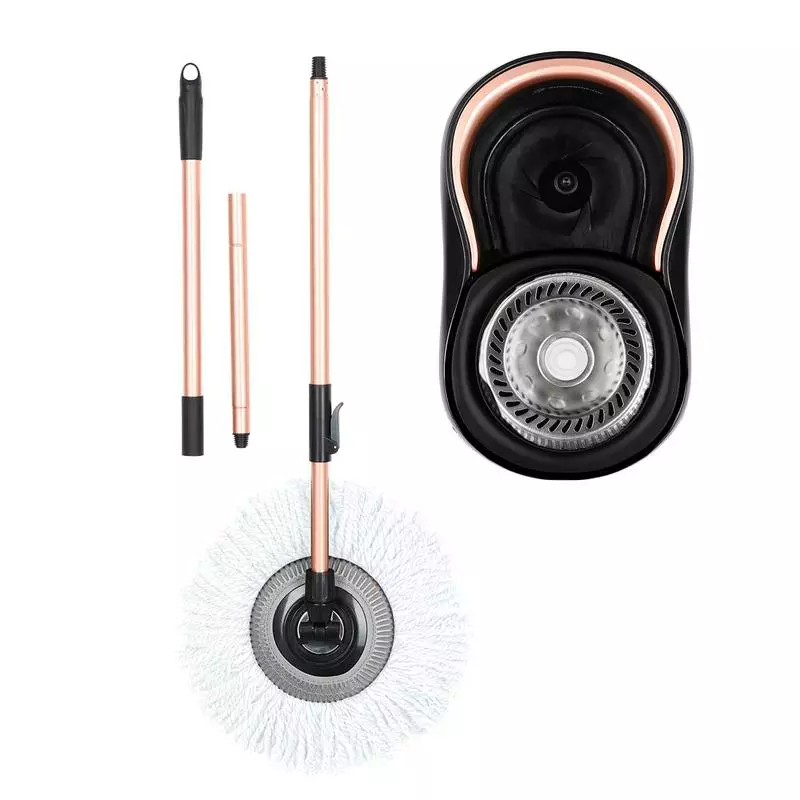 One Size Tower T969001RGB Spin Mop with Angled Head Black and Blush Gold 