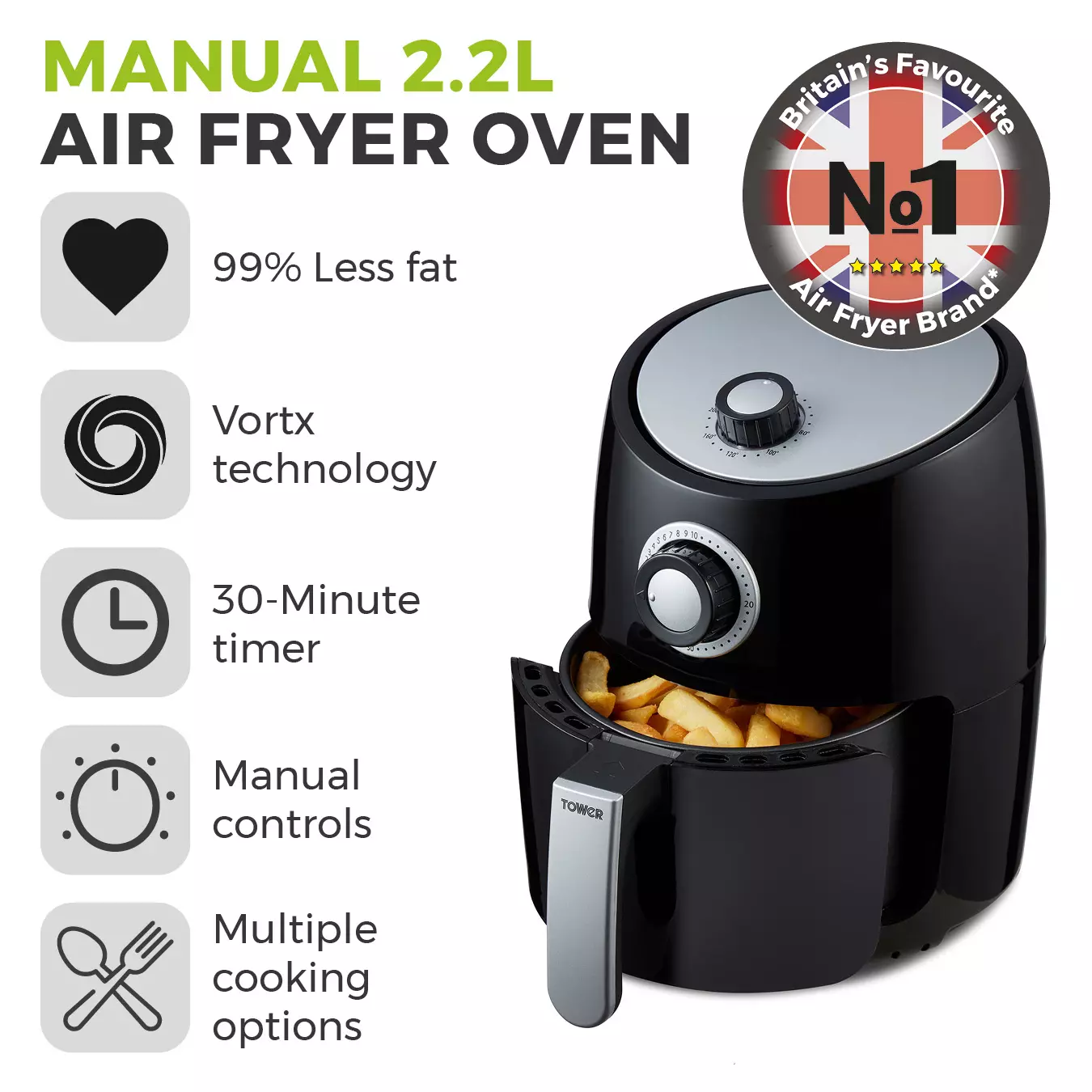 Vortx 2.2L Manual Air Fryer