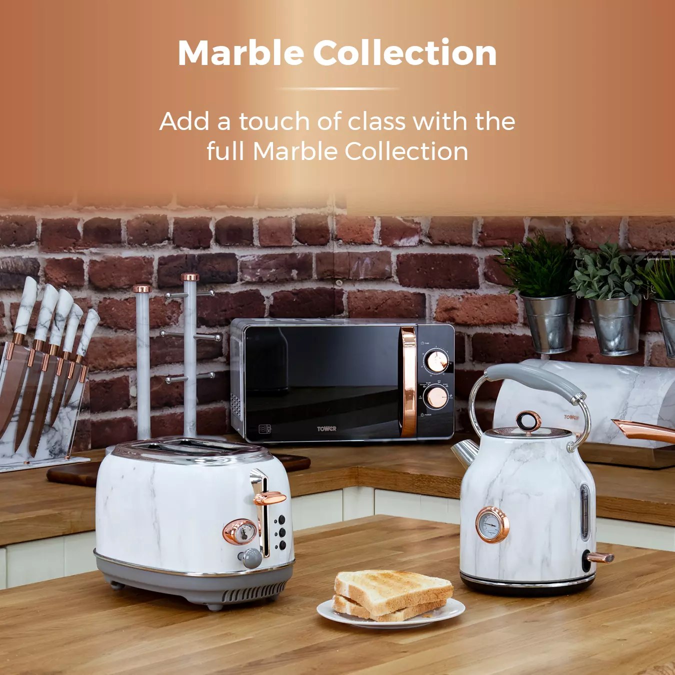 Marble effect shop kettle and toaster